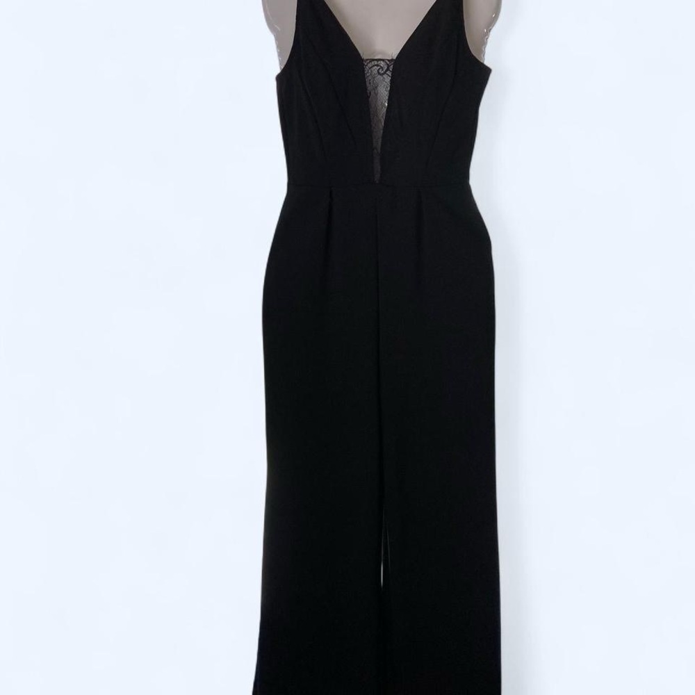 Elegant Black Jumpsuit with lace detailing and a plunging back S